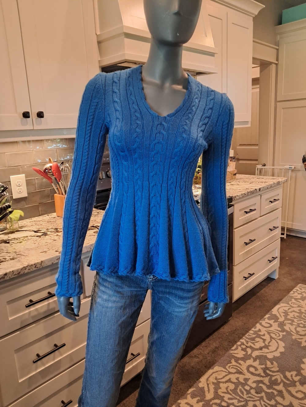 ANTONIO MELANI Bright Blue Cable-Knit Sweater